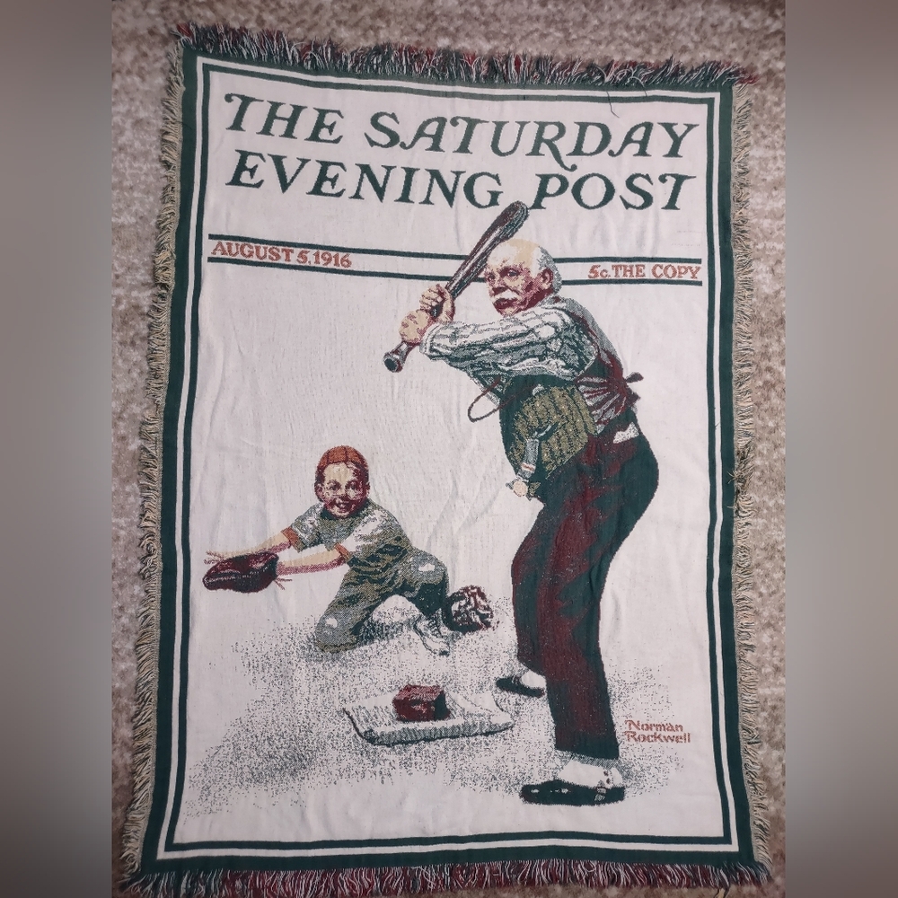 Goodwin Weavers The Saturday Evening Post Throw 100% Cotton Norman Rockwell